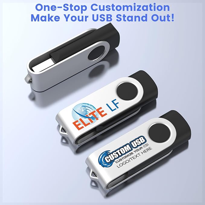 ABLAZE Personalized USB 128MB Flash Drive 10 Pack, USB 2.0 Custom Thumb Drives Personalized Pendrive Memory Stick (Mixcolors)
