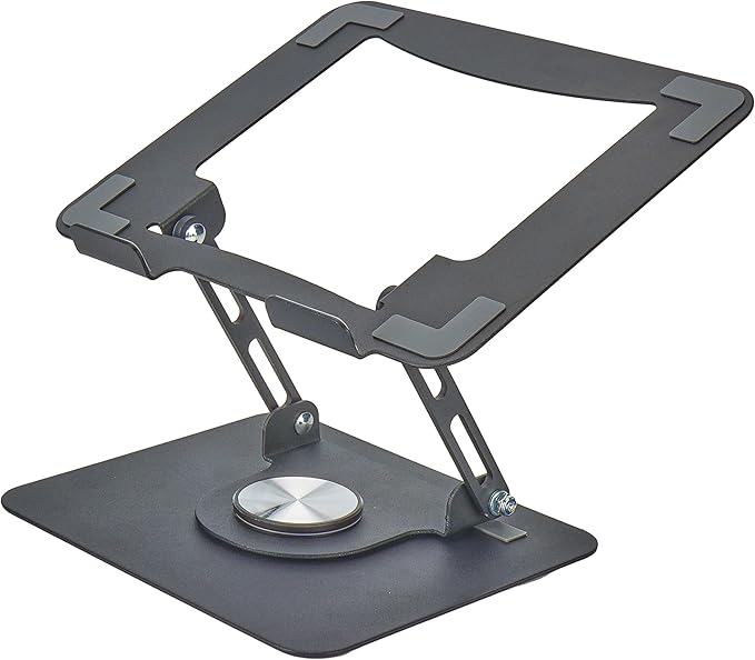 Uncaged Ergonomics Swivel Laptop Stand for Desk, Adjustable Computer iPad Stand for Desk w/ 360 Rotation, Portable Laptop Holder for Home Office Ergonomic Supplies (Black)