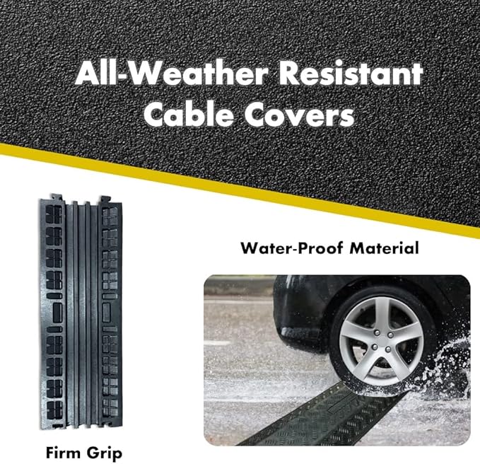 Kable Kontrol Drop Over Floor Cord Cover – 40” Inch Long 2 Channel Cable or Wire Protector – 30 Pcs Bulk Pack - Rubber Ramp for Indoor and Outdoor Use – Black