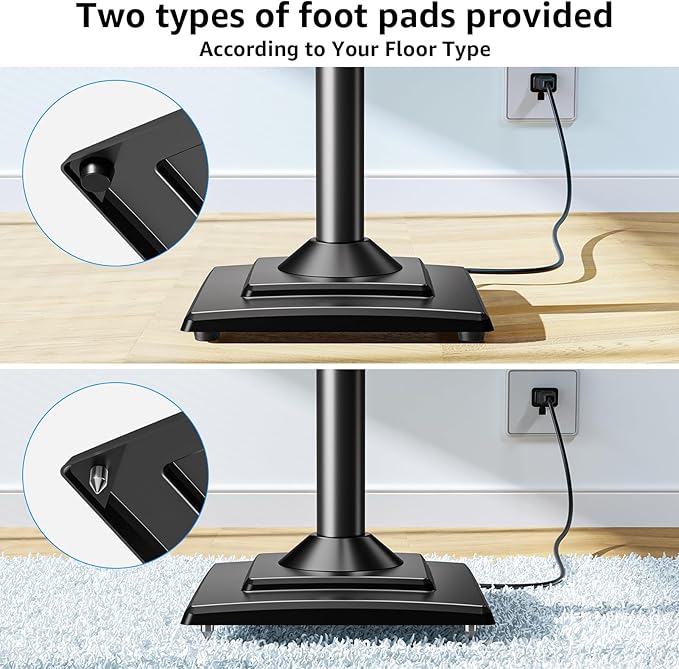 MOUNTUP Universal Speakers Stands Pair 34" to 43.3" Height Adjustable Holds Bookshelf Speakers Satellite Speakers Up to 11LBS Cable Concealing 1 Pair Spring-Loaded Plate Extends to 10" MU9138 Black