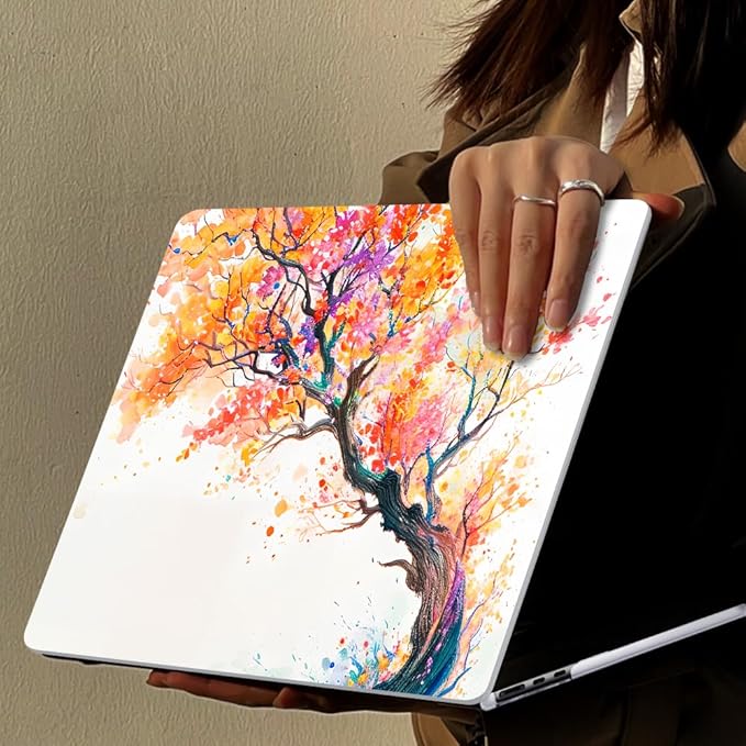 Compatible with MacBook Air 13 inch Case M1 A2337 A2179 A1932 2021 2020 2019 2018 Release with Retina Display & Touch ID, Crystal Pattern Plastic Hard Shell Case Cover, Phoenix Tree Flowers