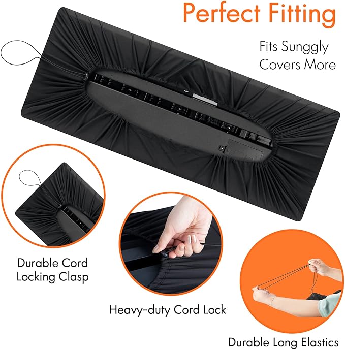 61 Keys Piano Keyboard Dust Cover, Music Stretchy Electronic DirtProof Keyboard Cover With Durable Elastic & Cord Lock Must Have Piano Accessories, Black