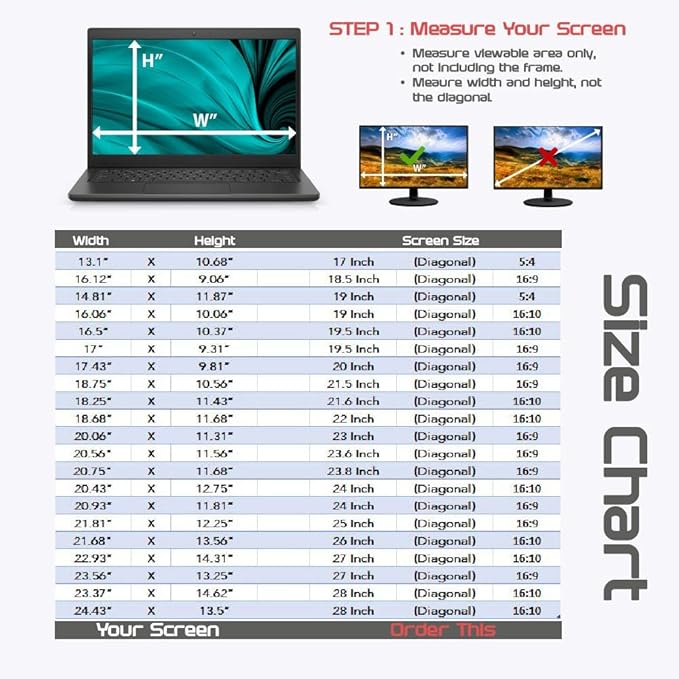 Computer Privacy Screen Filter for Widescreen Monitor - Anti-Glare, Blue Light Reduction, and Privacy Shield Protector - 24 Inch 16:10 Aspect Ratio