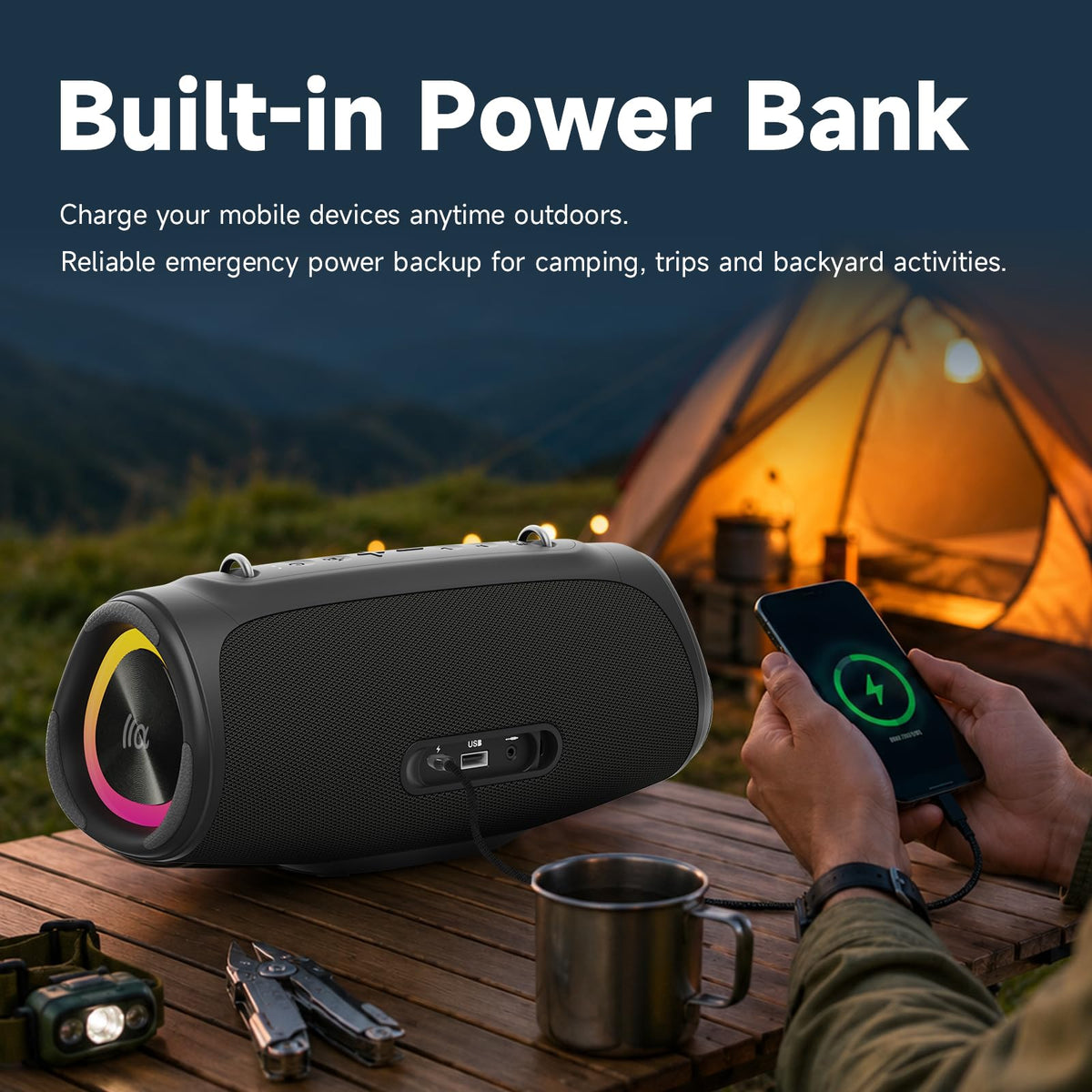 TAZATA Bluetooth Speaker Wireless, 90W Peak Loud Boombox Outdoor Speakers