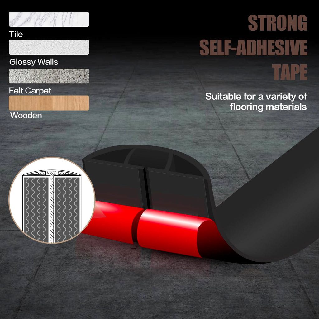 Floor Cord Cover Self Adhesive Cord Hider,3.3FT Cable Management, Extension Strip Protector for Wires, Prevent Cable Trips for Offices, Gyms, Exhibitions Cavity:0.3"(W) x 0.28"(H) Black