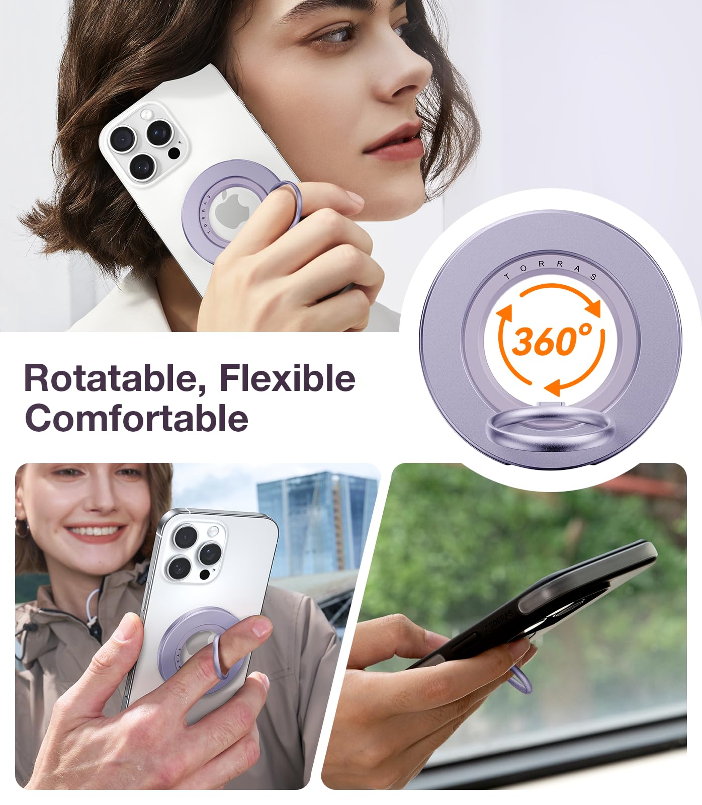TORRAS [Dual-Ring] Magnetic Phone Grip Ring Holder [Dual-Ring] Purple