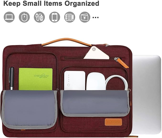MOSISO 360 Protective Laptop Case 16 inch, 15-15.6 inch Laptop Sleeve Compatible with MacBook Pro 16, HP, Acer, Dell, Lenovo, ASUS, Side Open Carrying Case with 4 Zipper Pockets&Handle, Wine Red