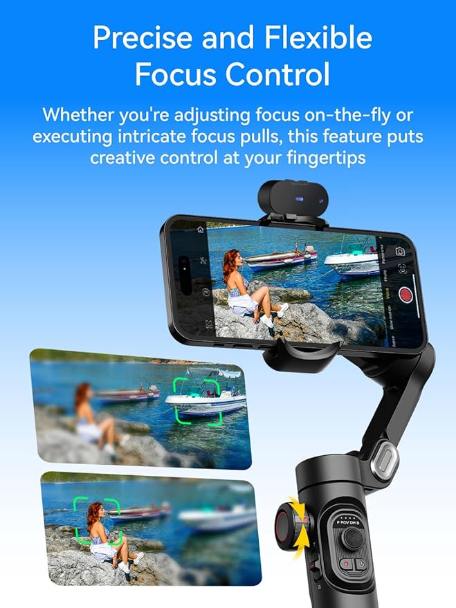 Gimbal Stabilizer for Smartphone with AI Tracking Sensor, Gimbal with Focus Wheel for Phone/Android, Phone Stabilizer with 7.0 Anti-Shake for Video Recording-Smart XE AI