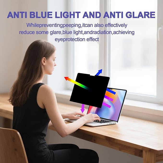 360° Privacy Screen Protector for MacBook Pro 16 Inch (2021-2024, M1, M2, M3, M4, Pro, Max), Privacy Screen Filter for MacBook Pro 16 Inch Anti-Spy/Anti Fingerprint/Anti Blue Light/Anti Glare