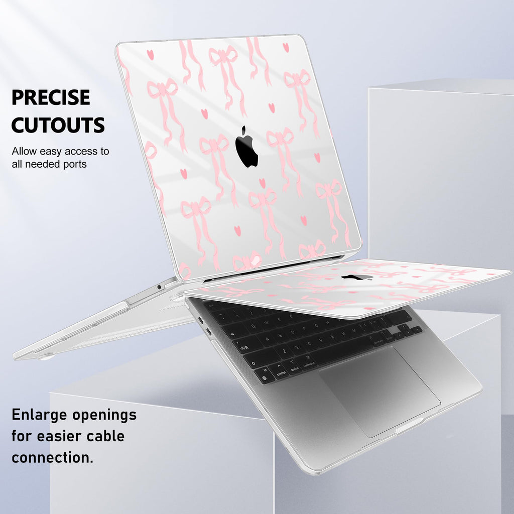 Lepeoac Case for MacBook Pro 13 inch Case M2 2022-2016 A2338 M1 A2251 A2289 A2159 A1989 A1708 A1706, Plastic Hard Shell + Keyboard Cover + Dust Plug, Bow