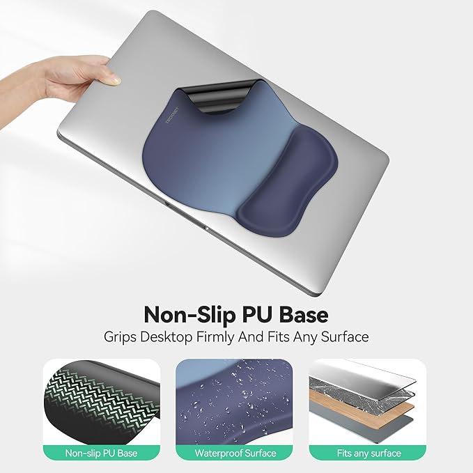 TECKNET Gel Mouse Pad with Wrist Rest, Ergonomic Office Mousepad with Wrist Support - Non-Slip & Smooth Surface Comfortable Desk Accessories Mat for Office, Gaming and Study - Gradient
