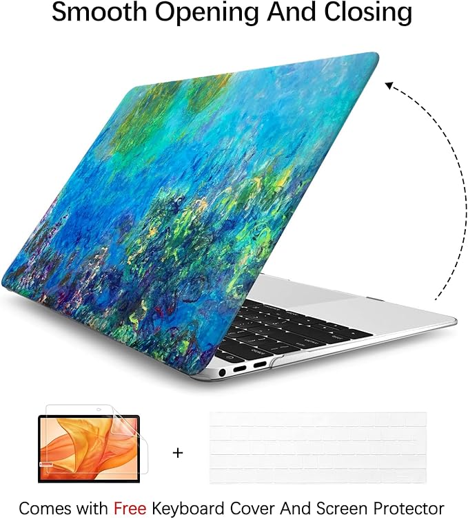 Berkin Arts for MacBook Pro 14 inch Cover A3401 A3185 A3112 A2992 A2918 A2779 A2442 with M4 M3 M2 M1 Chip(2021-2024 Release) Keyboard & Screen Cover Cloisonnism (Wisteria by Monet)