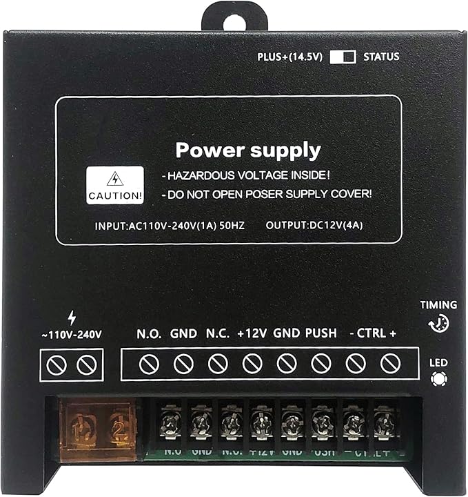Waterproof Electric Magnetic Fingerprint Door Access Control Kit - 1200 lb Holding Force, RFID Keypad/Reader, 5 ID Cards, 110V Power Supply & Metal Exit Button - Secure Lock System (K5EM-1200LB KIt)