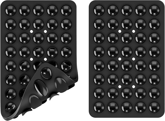 2PACK Silicone Double Sided Suction Phone Case Mount, Detachable Hands Free & Strong Grip Holder for Selfies & Videos, Compatible iPhone Android (Black, 2Pack 40 Suction Cups)