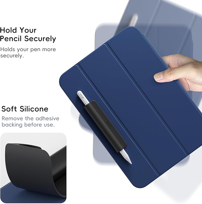 ELETIUO Silicone Pencil Holder Sleeve,Compatible with Apple Pencil (USB-C),Apple Pencil 1st/ 2nd Generation,Strong Adhesive Sticky Attached to iPad Case for Stylus Pens,Black