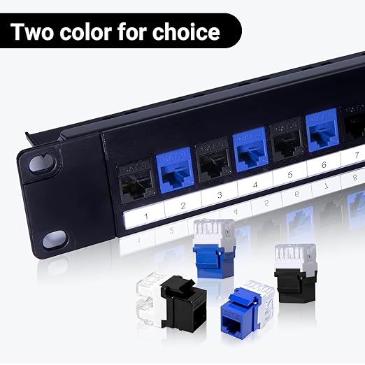 RJ45 Cat6 Keystone Jacks 25-Pack, Ethernet Keystone Jack, 180 Degree Punch-Down Cat 6 Keystone Jack Slim Profile for Wall Plates & Patch Panels – Blue