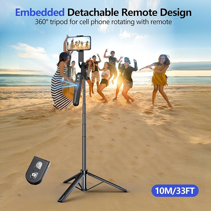 Auto Face Tracking Tripod with 360 Rotation Stand, 70.9" Ai Motion Tracking, Selfie Stick Rotation with Remote, Motion Sensor Phone Stand, for Vlog/Live Stream/Video Recording