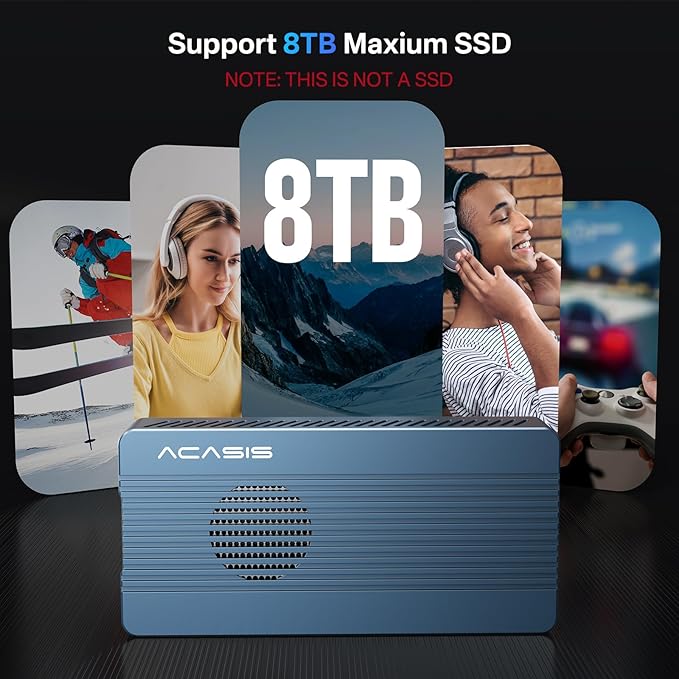 ACASIS 40Gbps M.2 NVMe SSD Enclosure, with Cooling Fan, TBU 405 Pro for M1 M2 Pro/Max, Compatible with Thunderbolt 4/3/USB3.2/3.1/3.0/2.0, M.2 Enclosure Support SSD 2280/2260/2242/2230 B+M M-Key