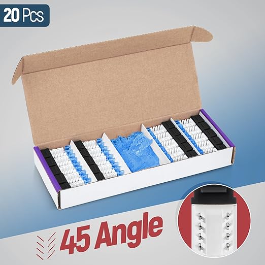 Everest 45° Angled RJ45 Cat5e Keystone Jacks 20-Pack in Black - Slim Profile Female RJ45 Connectors - Cat 5e Keystone Jack - Compatible with 45° Angled Speed Termination Tool - 45Term (B0BL3GS7ZY)