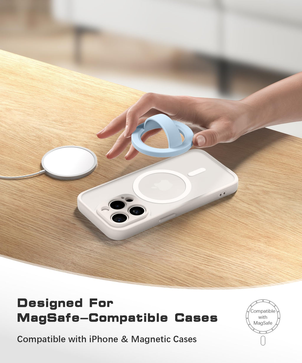 SuydanBox Magnetic Phone Grip, Removable Loop Grip with Soft Finger Strap, Silicone Phone Ring Holder for Back of Phone for iPhone 16/15/14/13/12 Pro Max/Plus, Blue