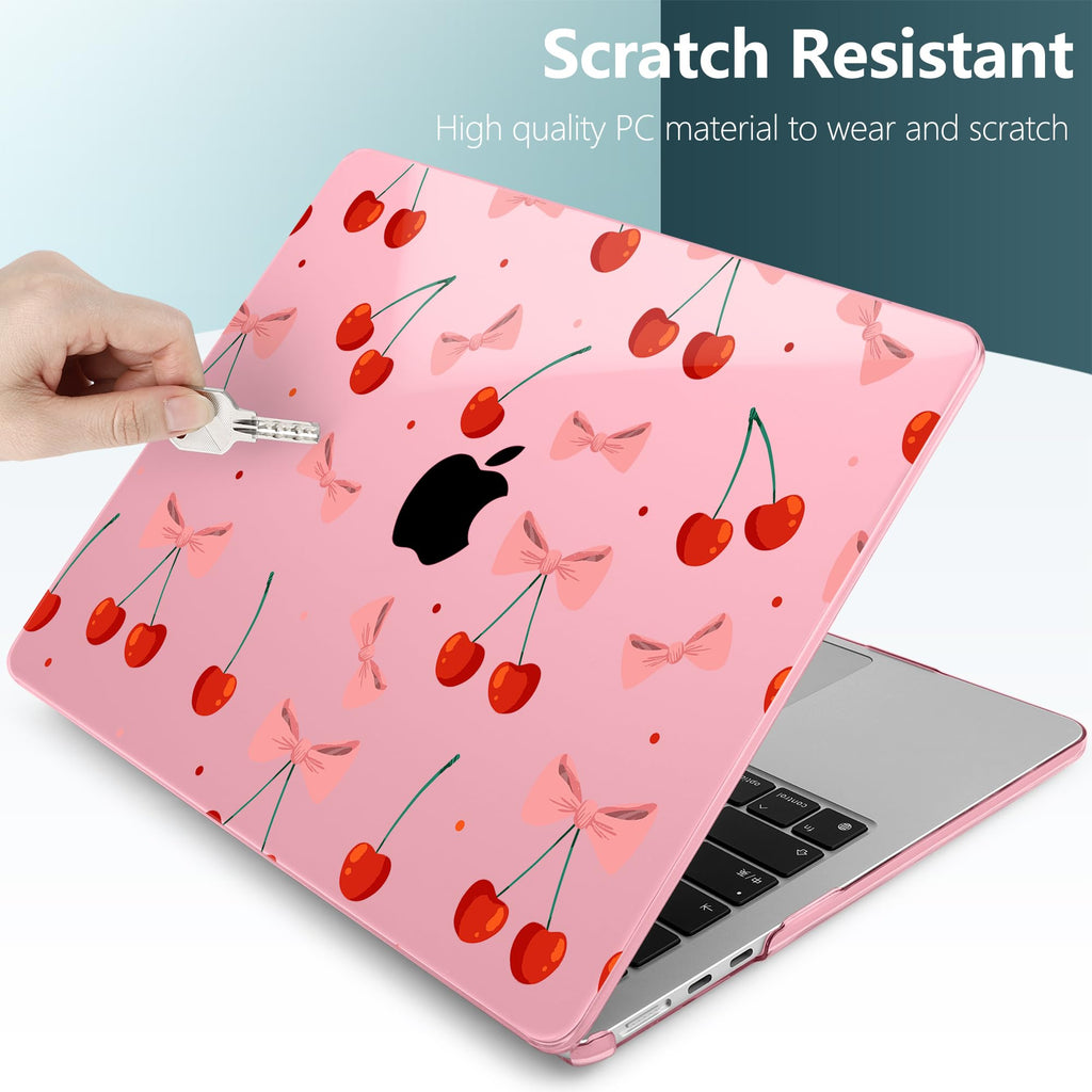 TWOLSKOO for MacBook Air 13 inch Case M5 2026 M4 2025 M3 M2 2024-2022 A3449 A3240 A3113 A2681, Plastic Hard Shell & Keyboard Cover & Type C for MacBook Air 13.6 inch Case, Cute Cherry