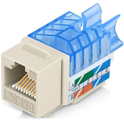 Everest 45° Angled RJ45 Cat5e Keystone Jacks 10-Pack in Ivory - Slim Profile Female RJ45 Connectors - Cat 5e Keystone Jack - Compatible with 45° Angled Speed Termination Tool - 45Term (B0BL3GS7ZY)