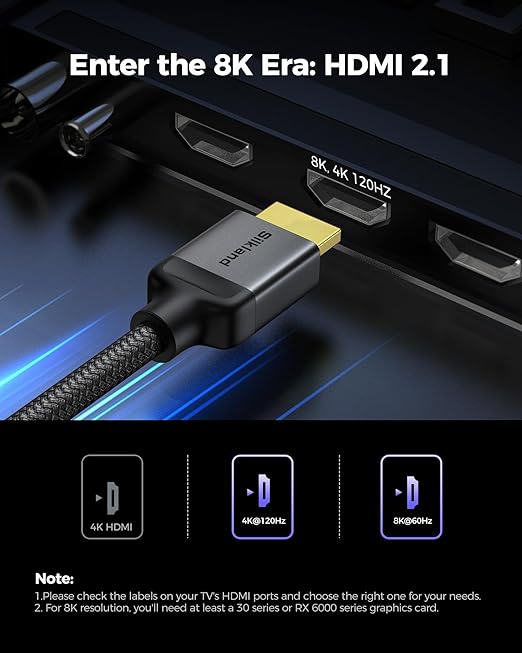 Silkland 10K 8K HDMI 2.1 Cable 2-Pack 10FT, (Upgrade Braided) Certified Ultra High Speed HDMI® Cable [8K@60Hz, 4K@120Hz] 48Gbps, HDR, eARC, HDCP 2.2&2.3, Compatible for Soundbar/PS5/Xbox/Roku TV