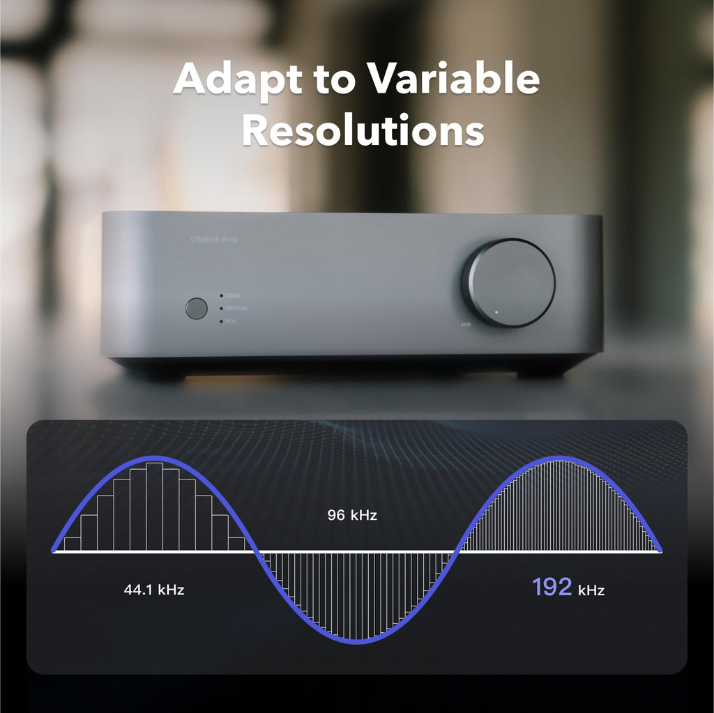 WiiM Vibelink Amp | 100W Power Amplifier with Premium ESS 9039Q2M DAC and TI TPA3255 | Compatible with WiiM Mini, Pro, Pro Plus, and Ultra | RCA, Coax, and Optical Inputs | Space Gray