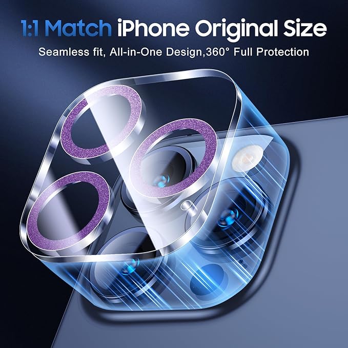 UniqueMe for iPhone 15 Pro/15 Pro Max Camera Lens Protector-Dark Purple