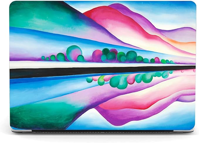 Berkin Arts Compatible with MacBook Pro 13 inch Cover, 2022, 2021, 2020-2018 Release A1708 with Keyboard Cover & Screen Protector Vivid Abstract Landscape (Lake George Reflection by O'Keeffe)