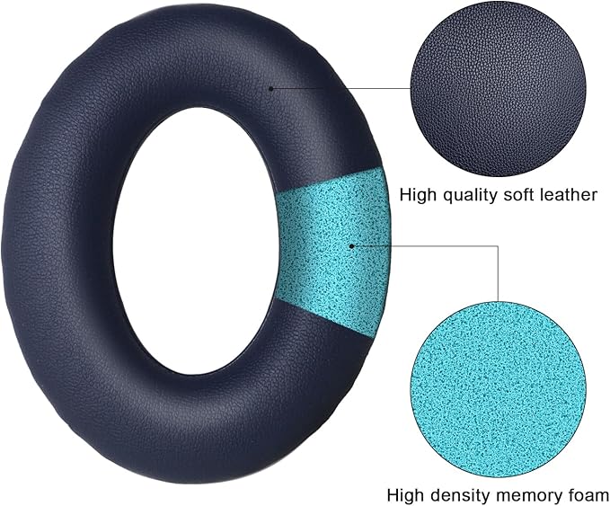 Replacement Ear Pads for Bose QuietComfort 35 35 II 15 25(qc 35 25 15/QC35 ii), Headphone Ear Covers, High Density Memory Cotton, Soft Leather, Adaptive Noise Isolation Headphones Pads Cushions