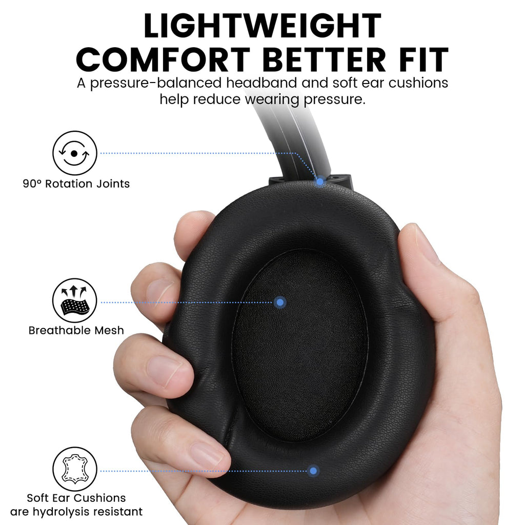 1Mii Y8+ Noise Cancelling Headphones for Gaming, Airplane & Travel, Black
