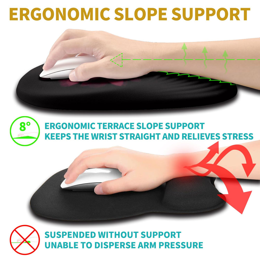 Hokafenle Ergonomic Mouse Pad Wrist Support with Stepped-Wedge Design, Wrist Rest Pain Relief Mousepad Filled with Memory Foam, Carpal Tunnel Mousepad for Wireless Mouse(12x8 inch, Pink Flower)