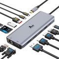 13-in-1 Docking Station to 4 Monitors, LIONWEI USB C Hub for Laptop Mac