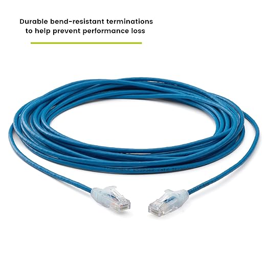 TRUECABLE Cat6 Component Rated Patch Cable, Unshielded (U/UTP), 25ft, Blue, 28AWG Solid Copper, Snagless 10G High-Speed Ethernet Cable, PoE++ 4PPoE 100W, UL Listed, RoHS-3, 5 Pack