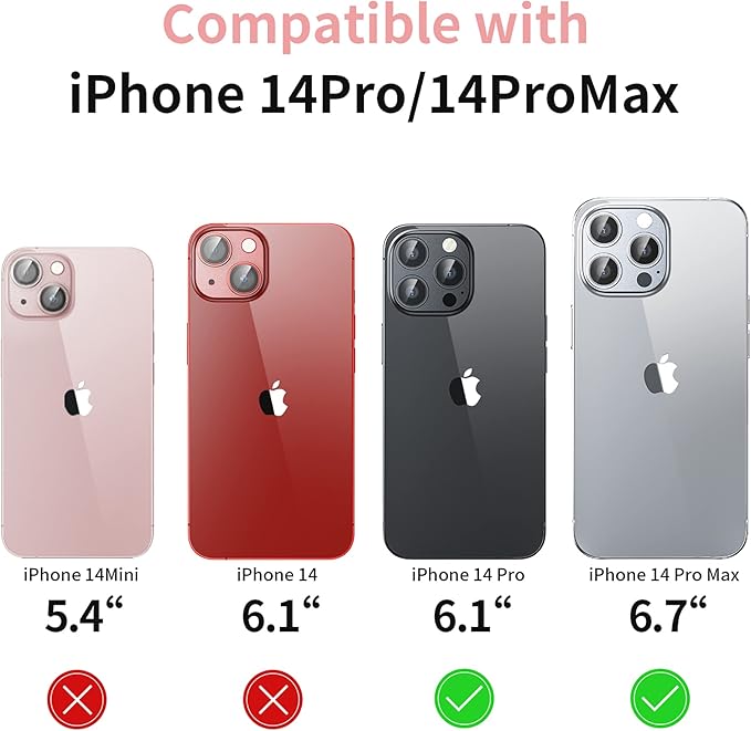 Camera Lens Protector for iPhone 14 Pro/iPhone 14 Pro Max, Alloy Metal Camera Cover with Tempered Glass Screen Protector Accessories,Case Friendly,Scratch Resistant,Easy to Install -Sliver