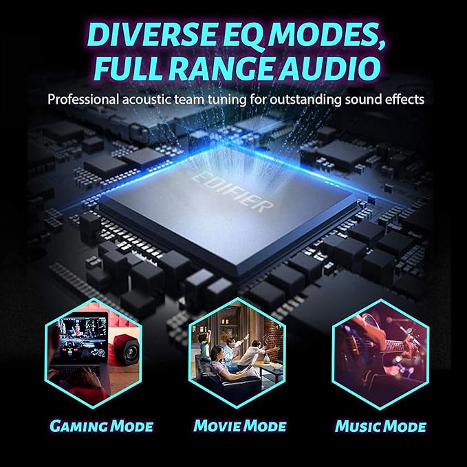 Edifier G2000 32W PC Gaming Computer Speakers for Laptop Mac Desktop Computer Woofer Speakers Bluetooth USB 3.5mm AUX Inputs RGB Lights Multimedia Speakers Black