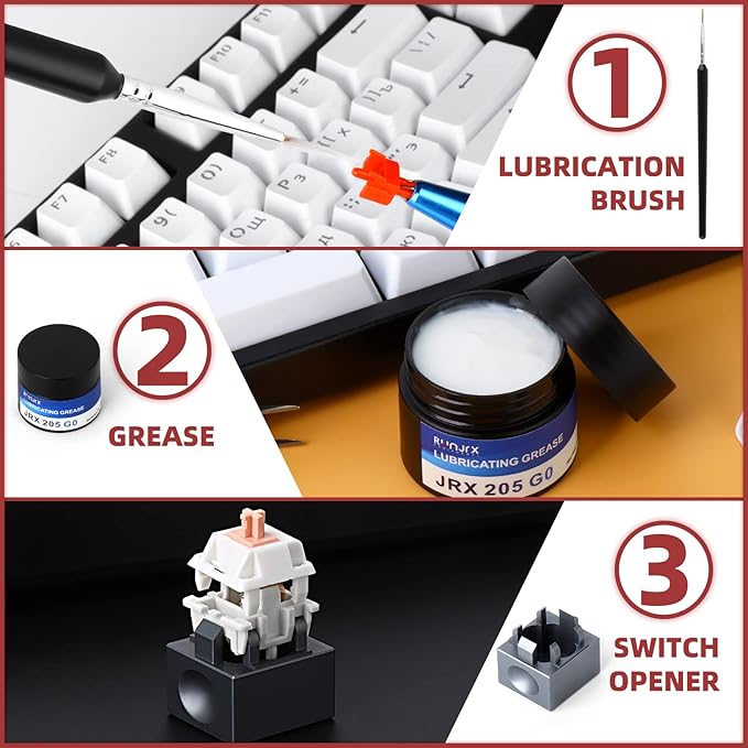 YIMAGUJRX RUNJRX Keyboard Switch Lube Kit JRX 205G0 0.53oz/15g, Switch Opener for Cherry MX TTC Holy Pandas Switch,Lube Tools for Mechanical Keyboard Switch