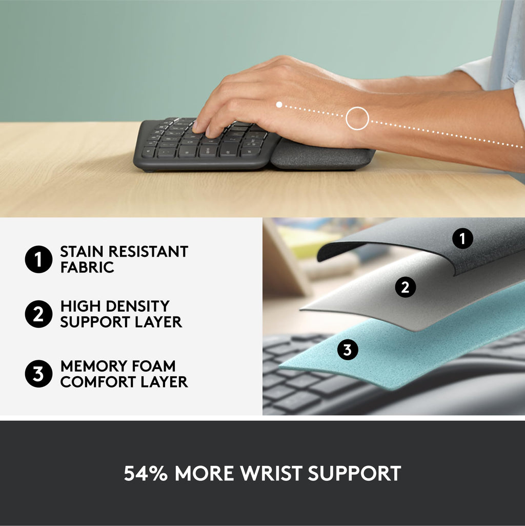 Logitech Ergo K860 Wireless Ergonomic Split Keyboard with Wrist Rest