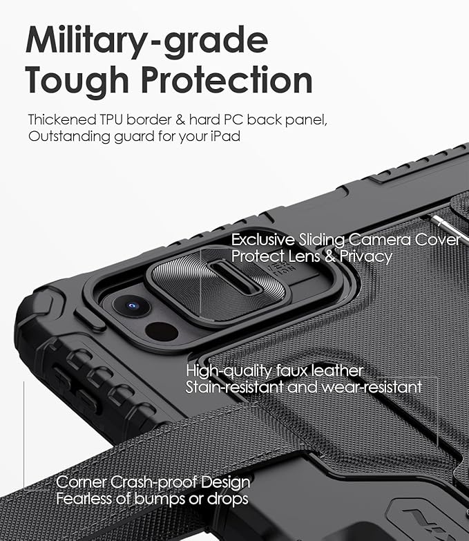 Nillkin Carry Go Keyboard Case for iPad Pro 11 inch (M4) 2024 with Handle, Rugged Case with Detachable Keyboard for iPad Pro 11, Magic Trackpad, 7 Colors Backlit, Camera Cover, Black