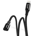 AGVEE 2 Pack 1ft Lightning Extension Cable, Braided Female to Male Extender Full Function Cord Compatible with iPhone iPad, Data Sync Video Audio & Charging Connector Adapter, Black