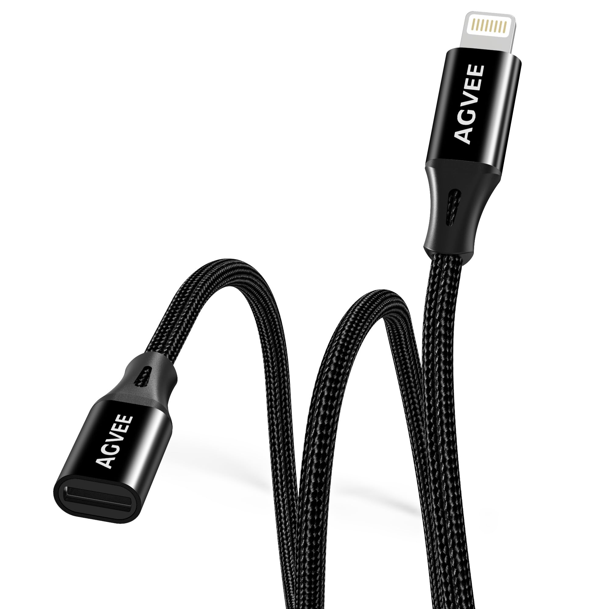 AGVEE 2 Pack 1ft Lightning Extension Cable