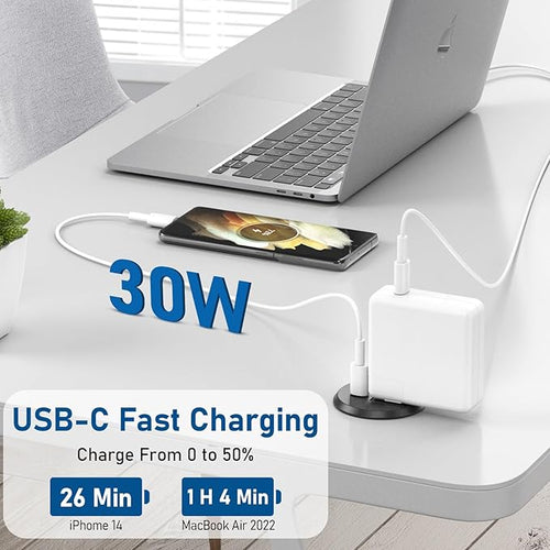 2 inch Desk Power Grommet USB C 30W,Ultra-Flat Plug Power Strip