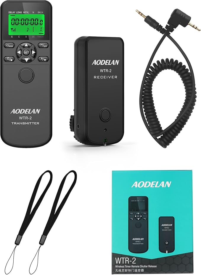Wireless Timer Shutter Release Compatible with Canon Cameras, AODELAN Intervalometer Remote Control for R6 R 60D 70D 80D 600D M6 T6i; Replaces Canon RS-60E3, Fujifilm RR-100 and Olympus RM-CB2