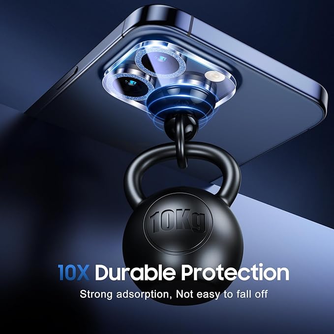 UniqueMe for 3 Pack iPhone 15 Pro/iPhone 15 Pro Max Camera Lens Protector, [Drop Protection] [Case Friendly] 9H+ Tempered Glass Camera Cover Screen [Update New Version] - Glitter Blue