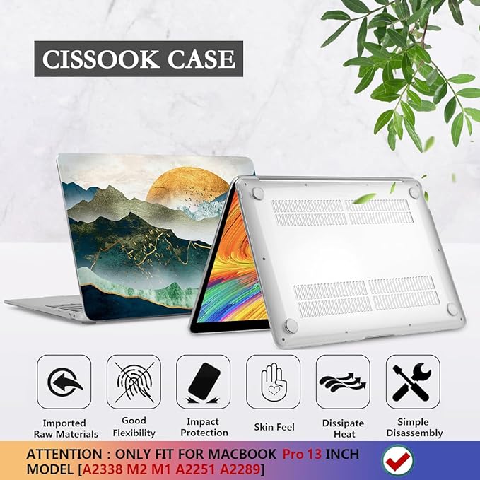 CISSOOK Compatible with MacBook Pro 13 inch 2025-2020 Model A2338 A2251 A2289 with Touch Bar, Sunshine and Mountain Scenery Cover for MacBook Pro 13 M2 M1 with Keyboard Cover