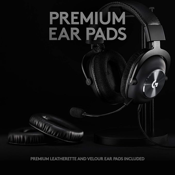 Logitech G Pro X Wired Gaming Headset: Blue VO!CE Detachable Boom Mic, DTS 7.1, 50 mm Drivers, USB/3.5mm Aux, Spare Memory Foam Ear Pads, USB DAC & Bag Included - Black