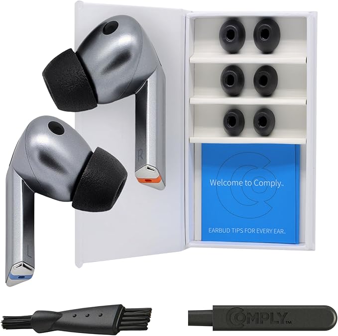 Comply TrueGrip | Premium Memory Foam Replacement Earbud Tips for Samsung Galaxy Buds3 Pro | Enhanced Comfort, Secure Fit, Superior Noise Isolation, Removal & Cleaning Tool | Black, Small (3 Pairs)
