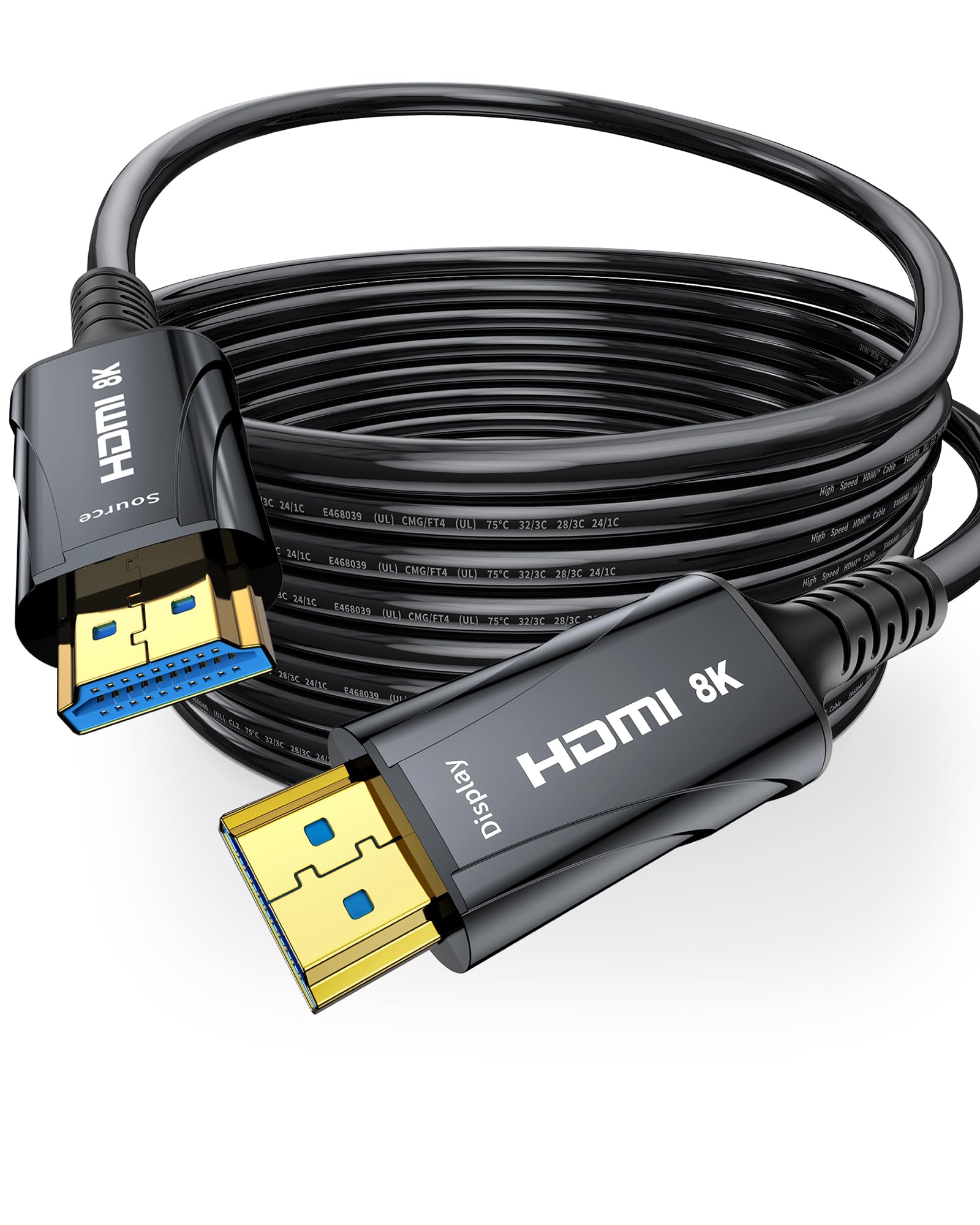 Cratree 8K Long Fiber Optic HDMI Cable 75FT/22M - 48Gbps High-Speed HDMI Cord,8K 60Hz,4K120Hz,HDCP 2.2&2.3, HDR10 - Compatible with HDTV,Monitor,Projector