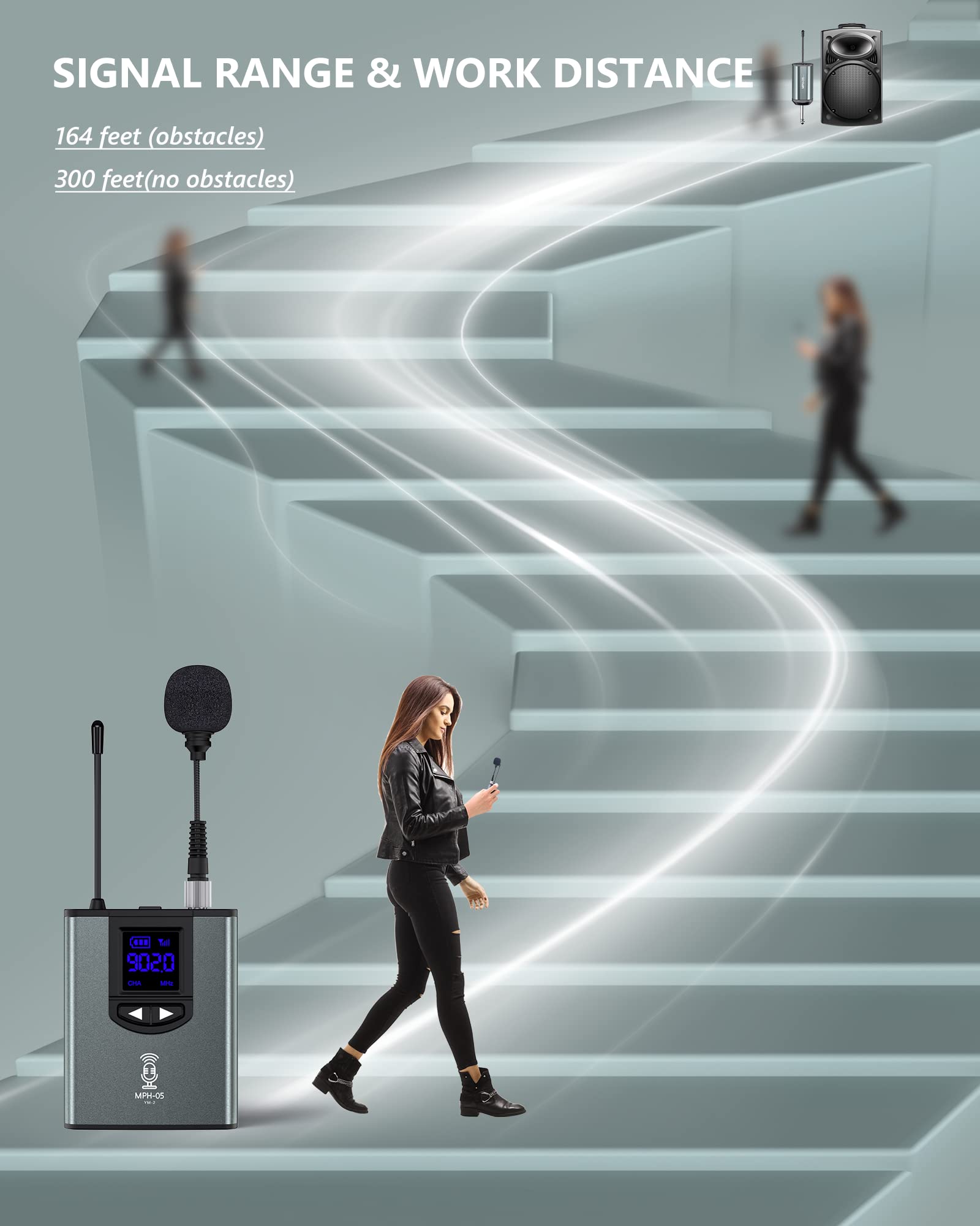 Wireless Microphone System for PA Speaker, Camera, Recording, Teaching